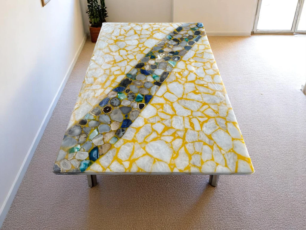 Luxury Agate Stone Coffee Table Rectangle for Restaurant Decor